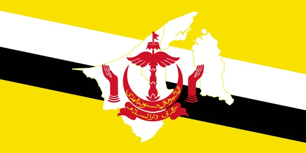 Mapa e bandeira de Brunei — Vetor de Stock