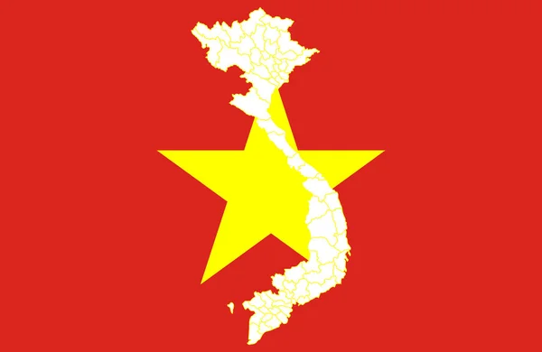 Kaart en vlag van Vietnam — Stockvector
