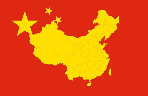 Mapa a vlajka Číny — Stockový vektor