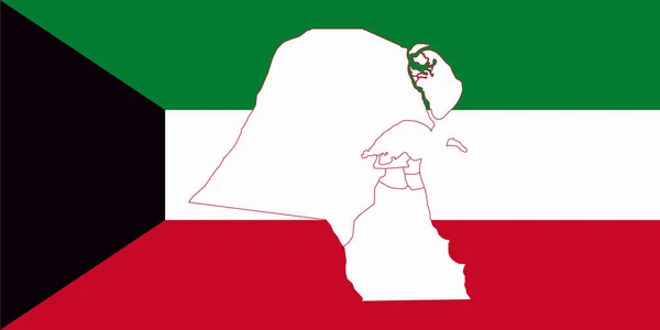 Karte und Flagge von Kuwait — Stockvektor