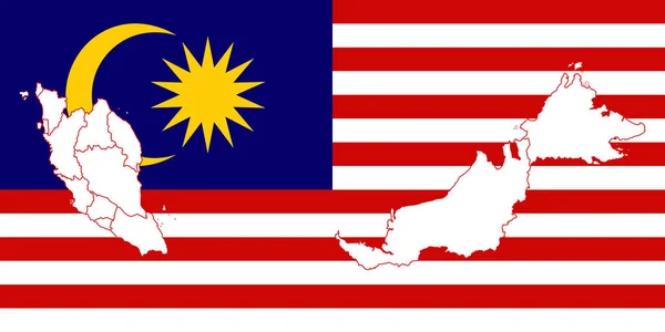 Mapa anf Bandera de Malaysia — Archivo Imágenes Vectoriales