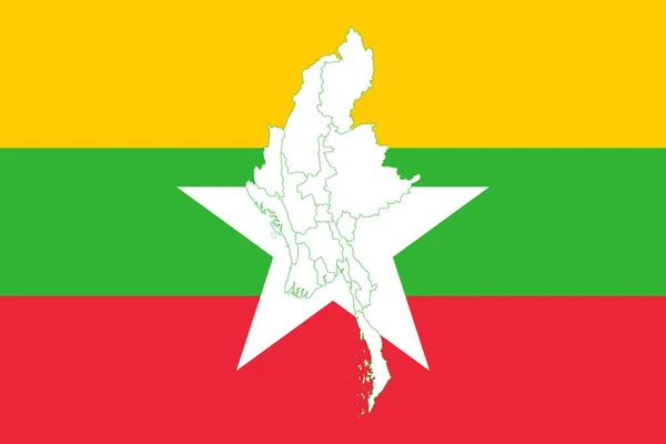 Mapa y bandera de Myanmar — Archivo Imágenes Vectoriales