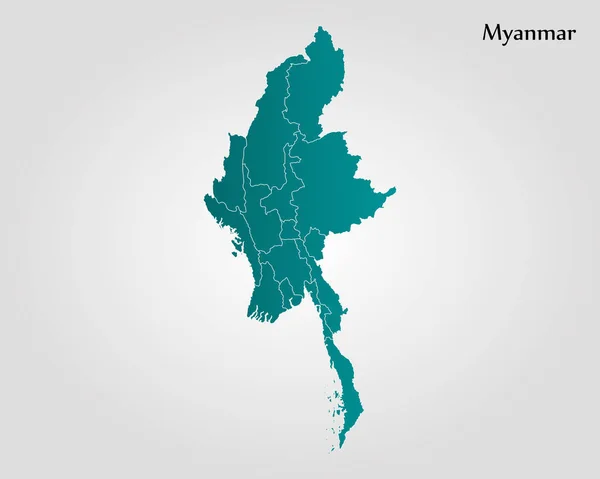 O mapa de Myanmar — Vetor de Stock