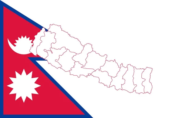 Peta dan bendera Nepal - Stok Vektor