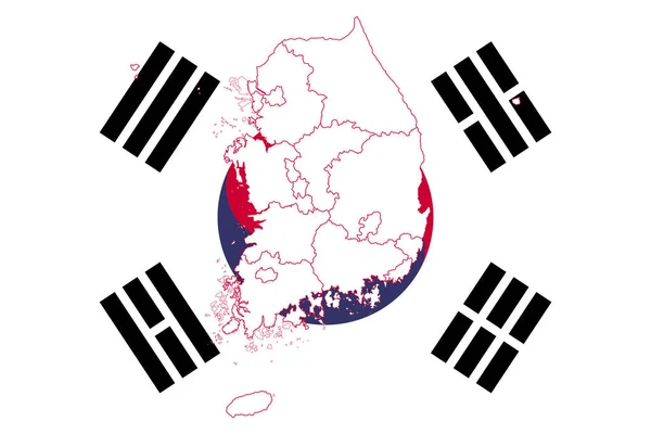 Map and flag of South Korea — Stock Vector