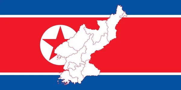 Map and flag of North Korea — Stock Vector