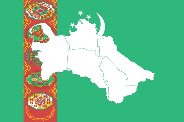 Mapa e bandeira de Turkmenistan —  Vetores de Stock