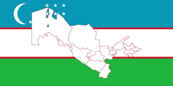 Mapa e bandeira de Uzbequistão —  Vetores de Stock