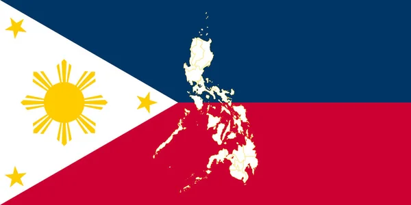 地图和菲律宾国旗 — 图库矢量图片