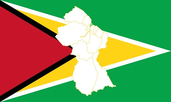 Mapa e bandeira de Guyana — Vetor de Stock