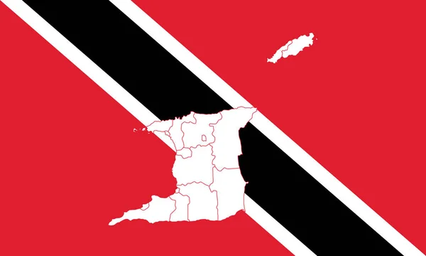 Kaart en vlag van Trinidad en Tobago — Stockvector