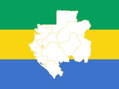 harita ve gabon Cumhuriyeti bayrağı