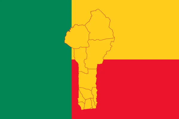 Mapa y bandera de Benin — Archivo Imágenes Vectoriales