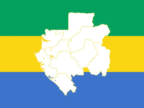 Mapa a vlajka Gabonu — Stockový vektor