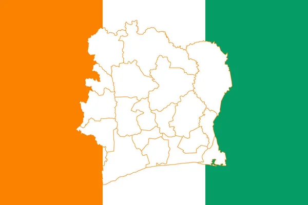 Mapa i bandera wybrzeża z kości słoniowej — Wektor stockowy