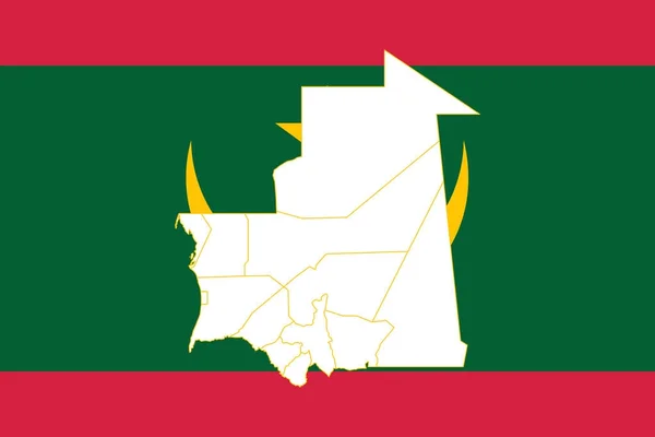 Mapa a Mauritánská vlajka — Stockový vektor