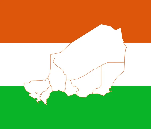 Carte et drapeau du Niger — Image vectorielle