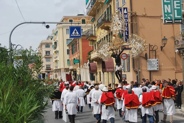 Festa Cittadina Con Processione Fede Cristiana Cattolica Ogni Fratellanza Porta — Foto Stock