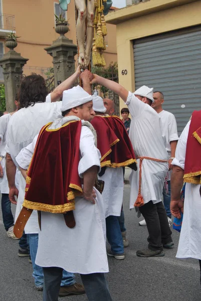 Festa Cittadina Con Processione Fede Cristiana Cattolica Ogni Fratellanza Porta — Foto Stock