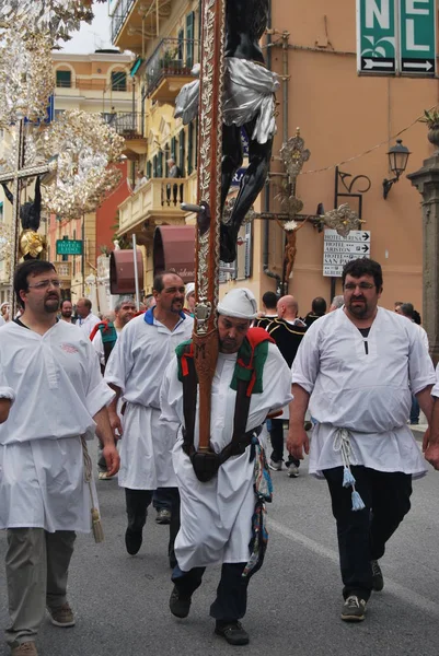 Festa Cittadina Con Processione Fede Cristiana Cattolica Ogni Fratellanza Porta — Foto Stock