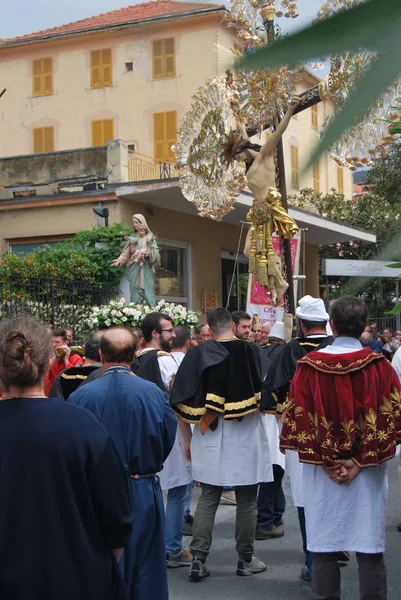 Festa Cittadina Con Processione Fede Cristiana Cattolica Ogni Fratellanza Porta — Foto Stock