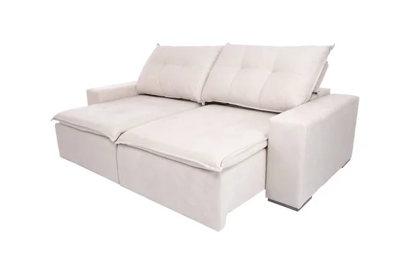 Сучасний Сірий замшевий вельветовий диван диван ізольований — стокове фото