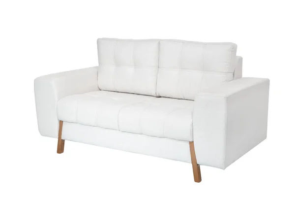 Modernes weißes Sofa aus Stoff isoliert — Stockfoto