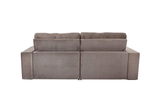 Moderní hnědé semišové gauč pohovka izolované — Stock fotografie