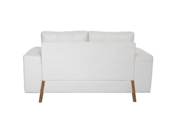 Σύγχρονη λευκό ύφασμα καναπέ καναπέ απομονωμένες — Φωτογραφία Αρχείου