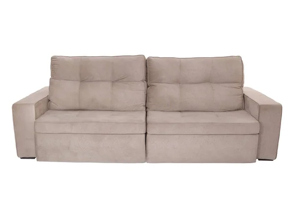 Sofa kanapa nowoczesny brązowe zamszowe na białym tle — Zdjęcie stockowe