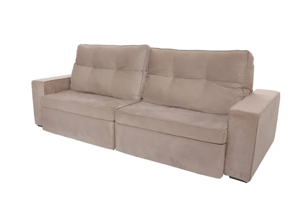 Sofá de camurça marrom moderno sofá isolado — Fotografia de Stock