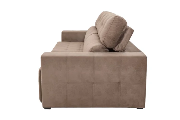 Sofá moderno sofá de gamuza marrón aislado — Foto de Stock