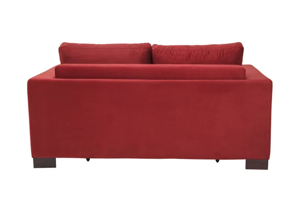 分離されたモダンなスエードの赤ソファ ソファー — ストック写真