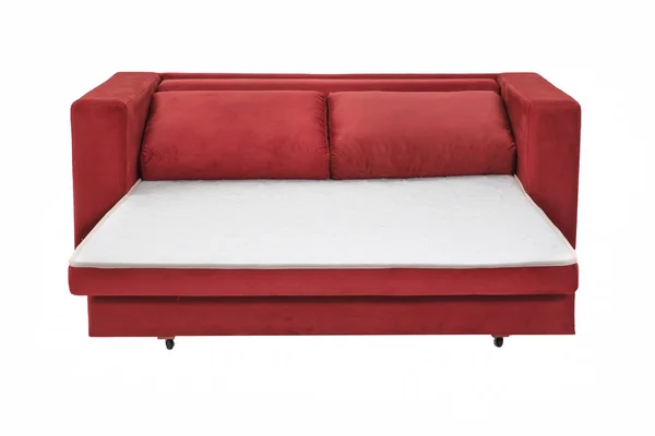 Σύγχρονο κόκκινο σουέτ καναπές καναπές απομονωμένες — Φωτογραφία Αρχείου