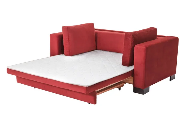 Canapé moderne en daim rouge isolé — Photo