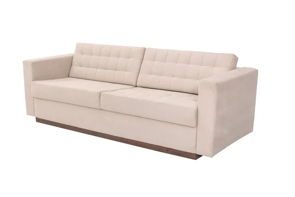 Sofá moderno sofá de gamuza beige aislado — Foto de Stock