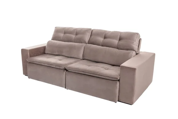 Modern barna bőr kanapé kanapé elszigetelt — Stock Fotó