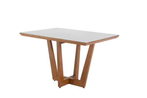 Wooden modern Table on white background. — Stock Photo, Image