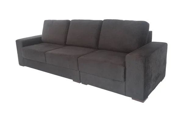 Sofá moderno sofá de gamuza gris grafito aislado — Foto de Stock