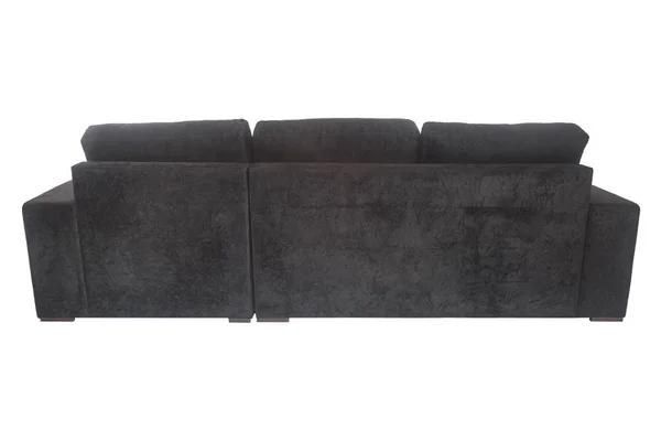 Sofá moderno sofá de gamuza gris grafito aislado —  Fotos de Stock