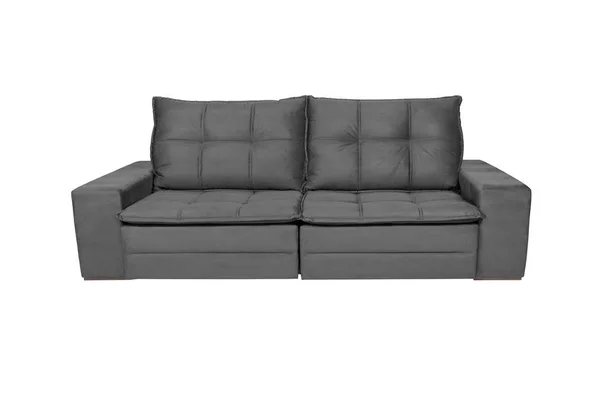 Moderní šedé semišové velve gauč pohovka izolované — Stock fotografie