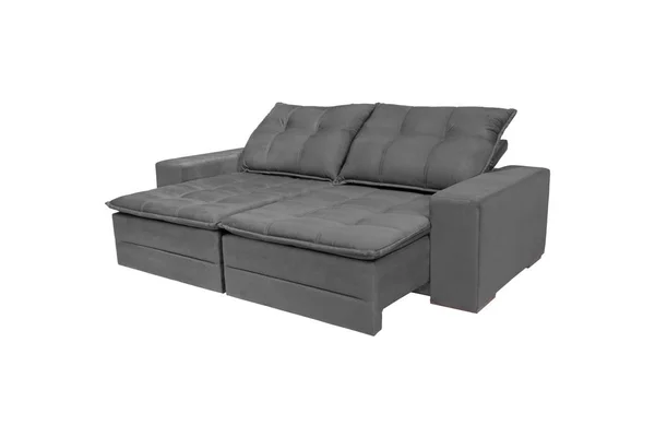 Modernes graues Veloursleder Sofa isoliert — Stockfoto