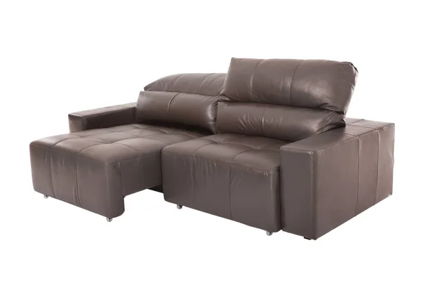 Großes braunes Sofa kuscheliges Leder — Stockfoto