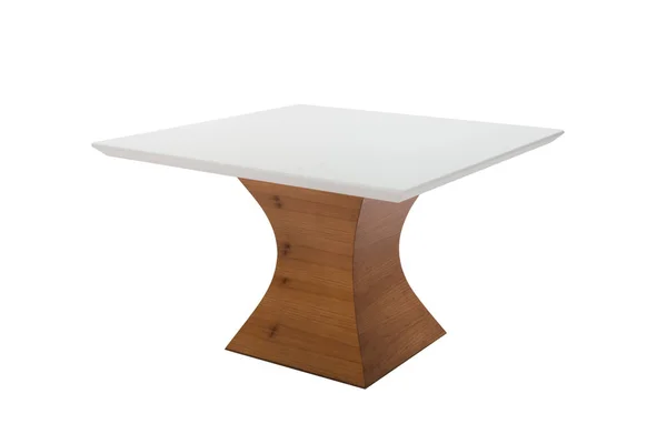 Table moderne en bois sur fond blanc . — Photo