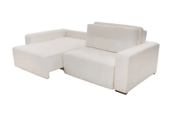 Sofá de camurça branca moderna sofá isolado — Fotografia de Stock