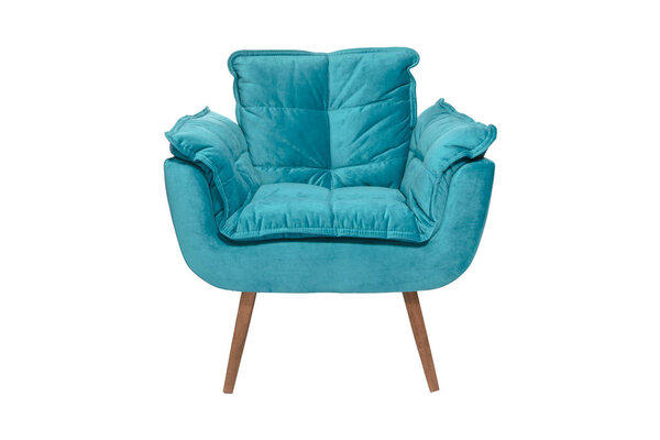 velvet fabric and wood armchair modern designer