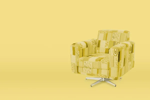 Color armchair. Modern designer chair on yellow background. Texture chair.