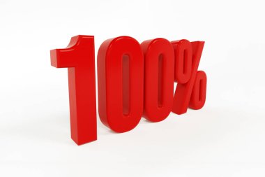 Beyaz arka grond üzerine% 1 'lik bir simgenin 3 boyutlu oluşturulması