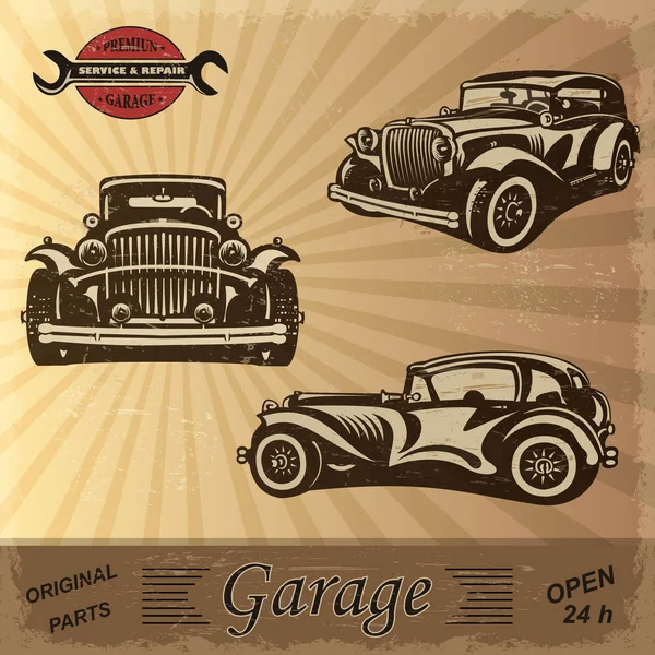 Vintage garage banner retrò — Vettoriale Stock