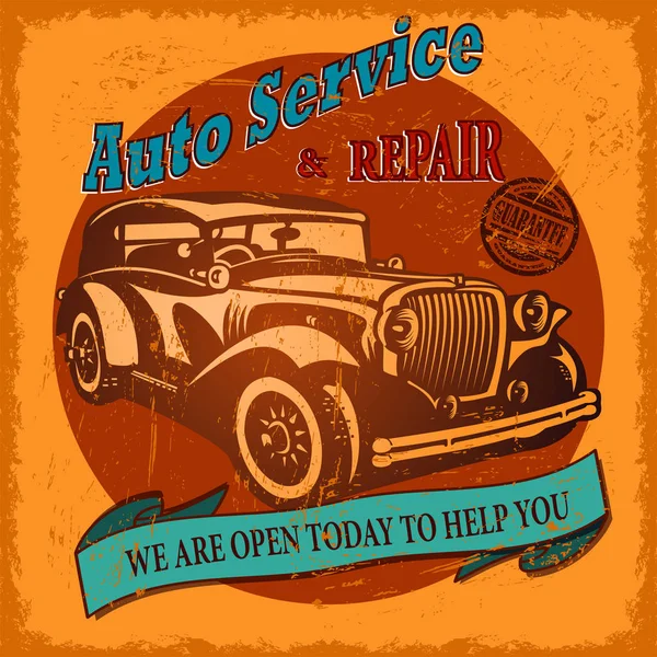 Retro vintage garage-poster — Stockvector